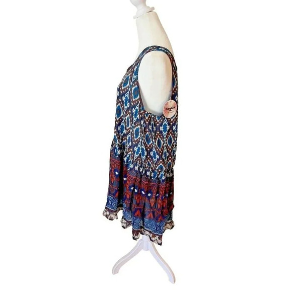 Hayden Brand NWT Large Tribal Tiered Boho Whimsy Colorway Light Weight Dress - Picture 2 of 6